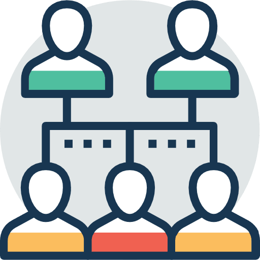 Hierarchical structure team supervise networking icon