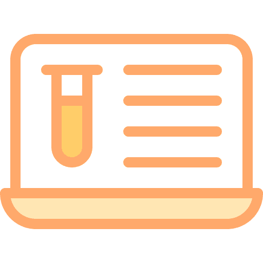 Laptop online laboratory test tube icon Laptop online laboratory test tube icon