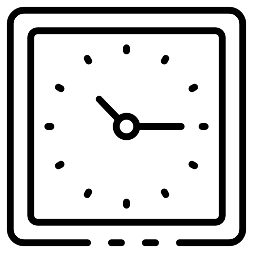 Clock square time and date hour icon