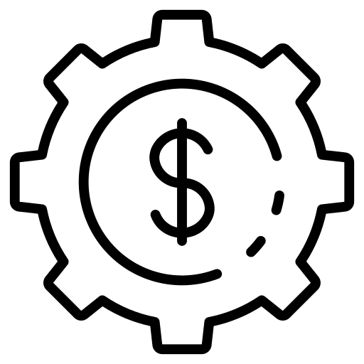Setting dollar symbol setting cogwheel icon