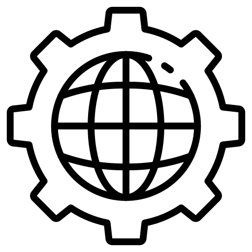 Setting globe internet cogwheel icon