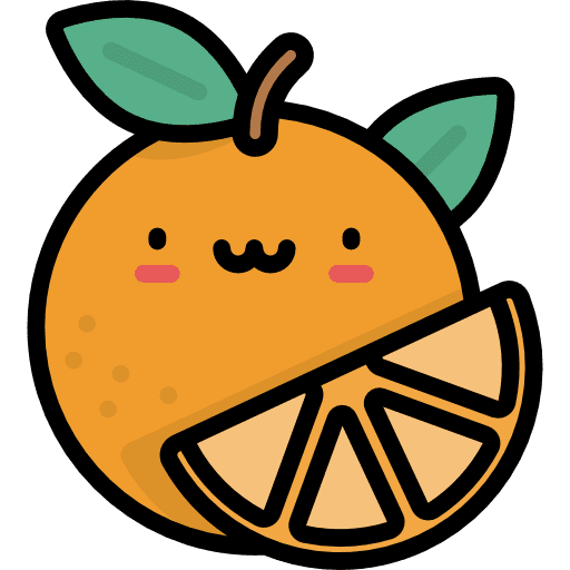 Orange food and restaurant kawaii vegetarian icon