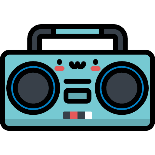 Radio music and multimedia kawaii cassette icon