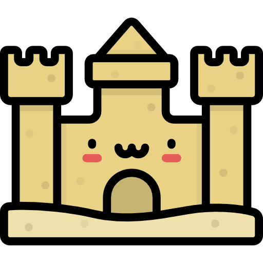 Sand castle beach buildings toy icon