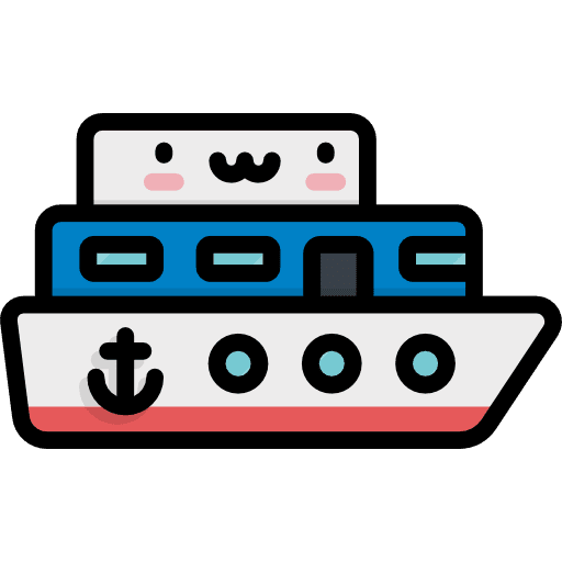 Ship transport kawaii cruise icon