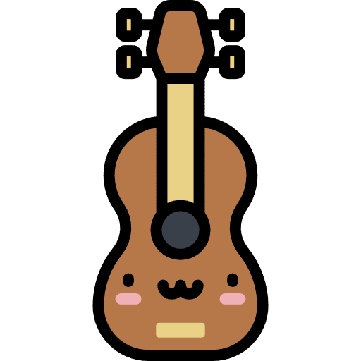 Ukelele music and multimedia musical instrument kawaii icon