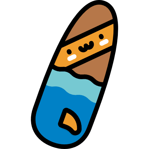 Surf sports and competition beach surf board icon