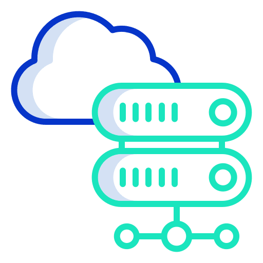 Database multimedia data storage cloud computing icon