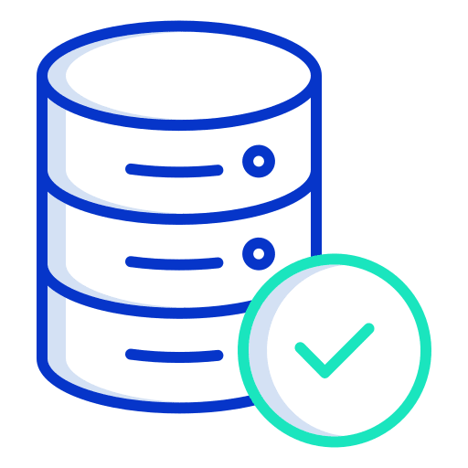 Database computing signs checked icon