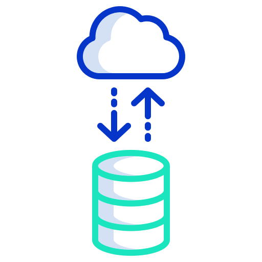 Database data arrows cloud computing icon