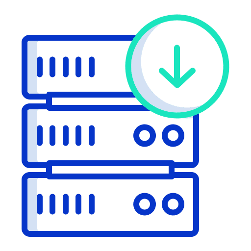 Download server down arrow data storage icon