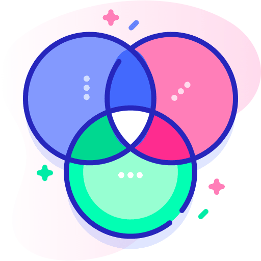 Color circle rgb venn diagram icon