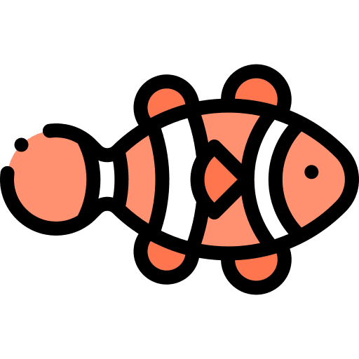 Clownfish aquatic zoo animal icon Clownfish aquatic zoo animal icon