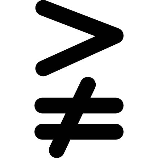 Greater but not equal mathematical symbol maths symbols mathematics icon
