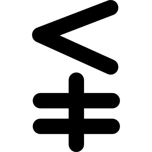 Less vertical not equal mathematical symbol maths symbol mathematics icon