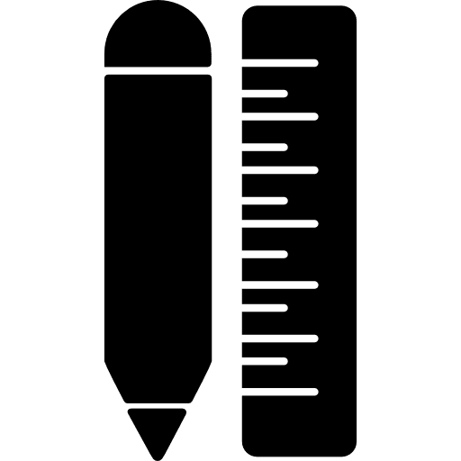 Pencil and ruler write tools ruler icon
