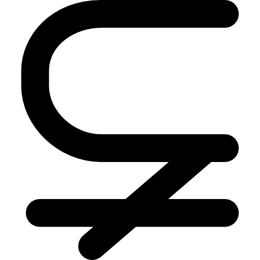 Subset of with not equal mathematical symbol symbols maths signs icon