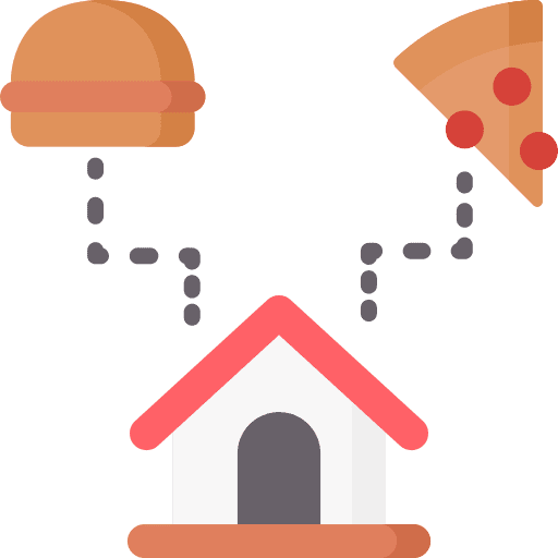 Deliver burger food and restaurant house icon Deliver burger food and restaurant house icon