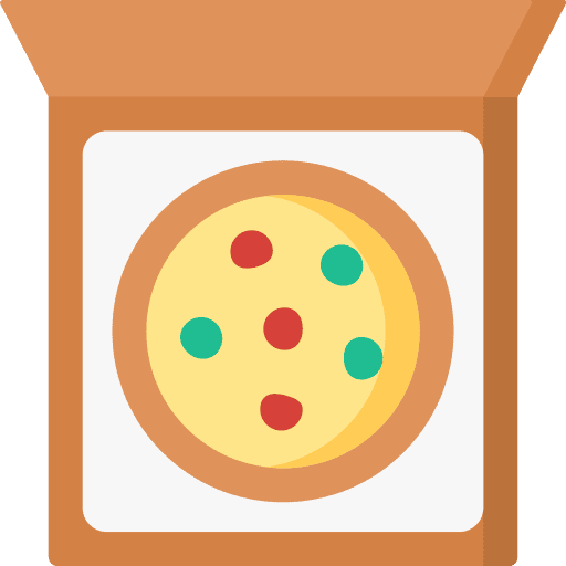 Pizza junk food box fast food icon Pizza junk food box fast food icon