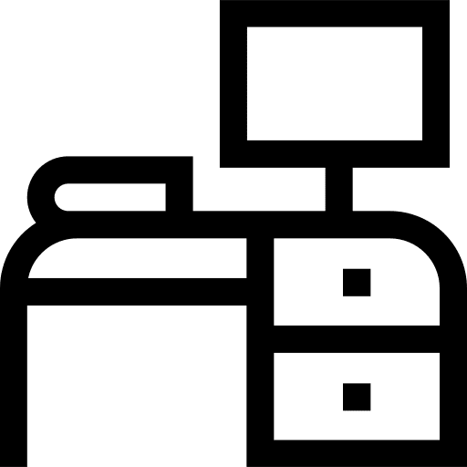 Workspace desk computer study icon Workspace desk computer study icon