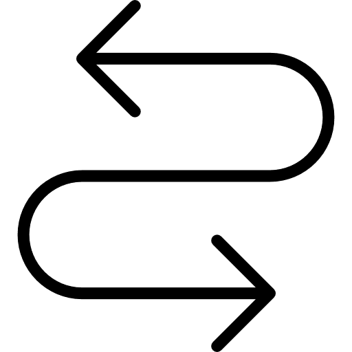 Curved arrow orientation interface arrows icon