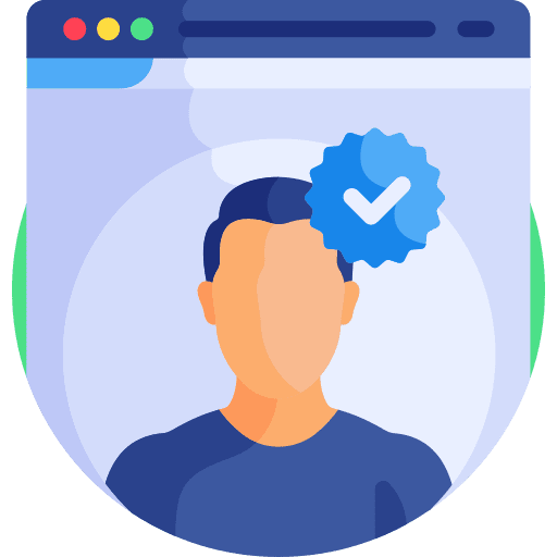 Verified account social media user man icon