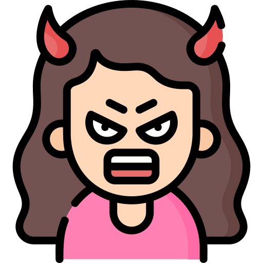 Bad curly hair long hair devil icon