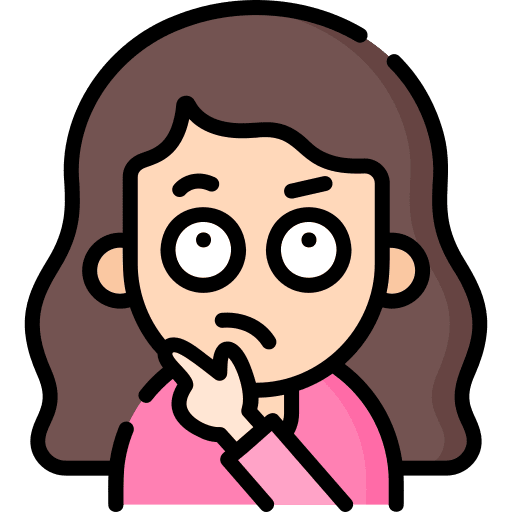 Thinking woman thinking curly hair icon