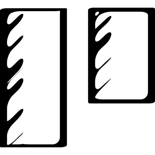 Sketched social symbol of two vertical rectangles of different size sketched different rectangles icon