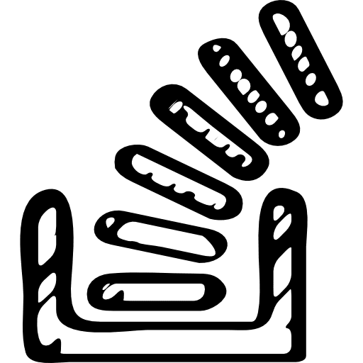 Stacked papers overflowing a tray interface overflow sketched icon