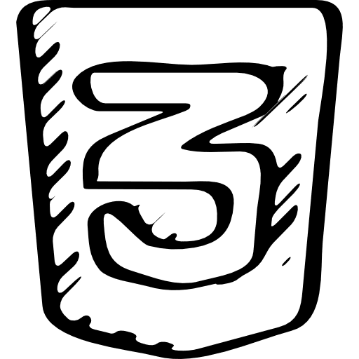 Html 3 sketched logo programing logotype html 3 icon