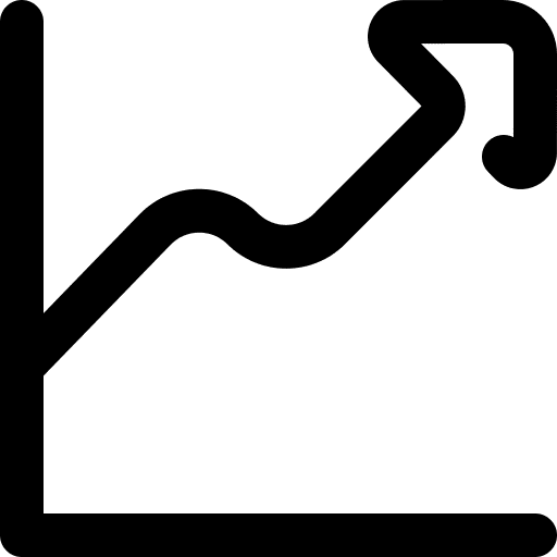 Profits up arrow performance graph icon