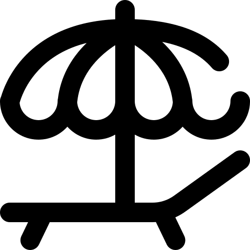 Sunbed sun umbrella beach vacations icon