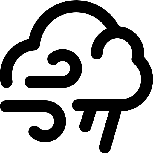 Windy rainy weather wind icon