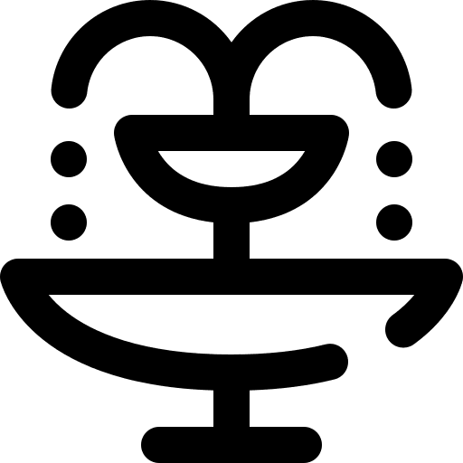 Fountain architecture and city buildings water icon