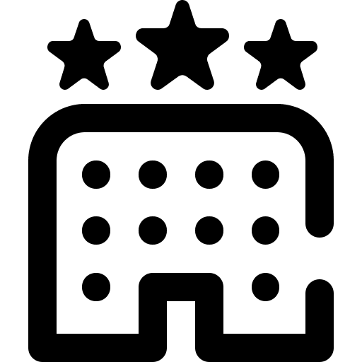 Hotel architecture and city hotel holidays icon