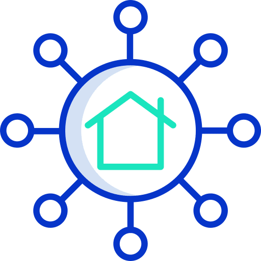 Network construction home real estate icon