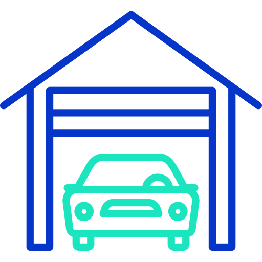 Shed garage buildings car icon