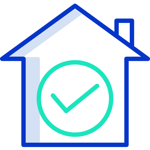 Real estate home check mark approved icon