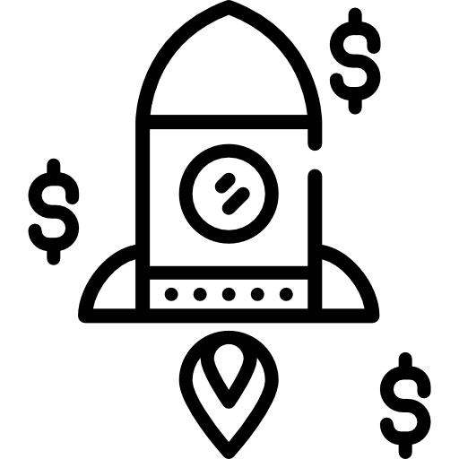 Startup business seo and web rocket ship icon Startup business seo and web rocket ship icon