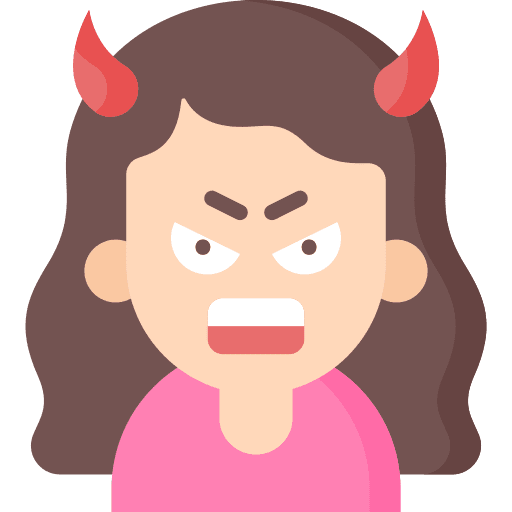 Bad woman curly hair angry icon