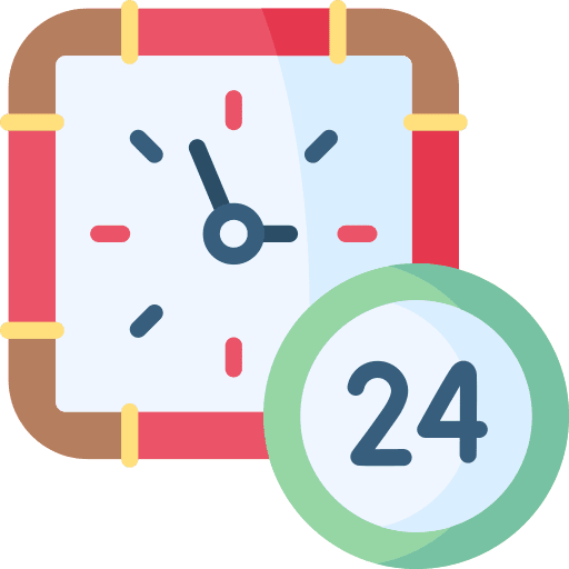 24 hours watch time and date convenience icon 24 hours watch time and date convenience icon