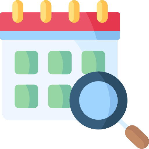 Analysis magnifying glass event analytics calendar icon Analysis magnifying glass event analytics calendar icon