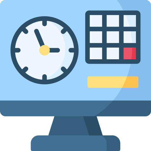Monitor time and date screen management icon Monitor time and date screen management icon