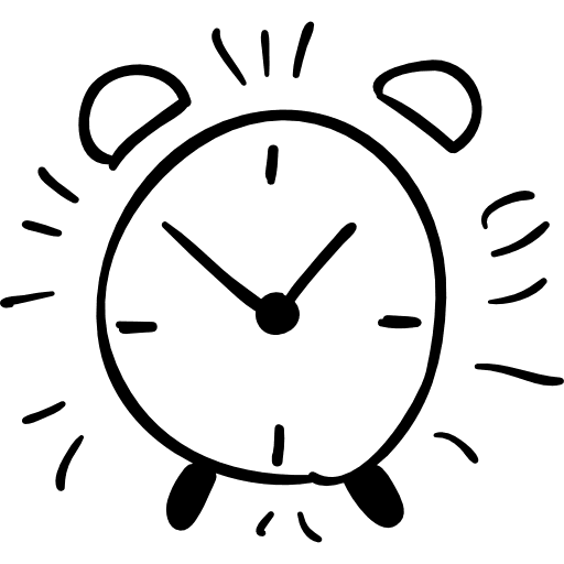 Alarm clock hand drawn outline clock tool time icon