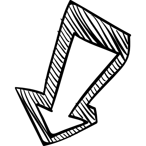 Down arrow sketch descending pointing arrow icon