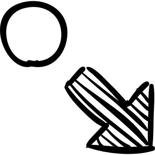 Circle and right down arrow sketch sketch pointing circle icon