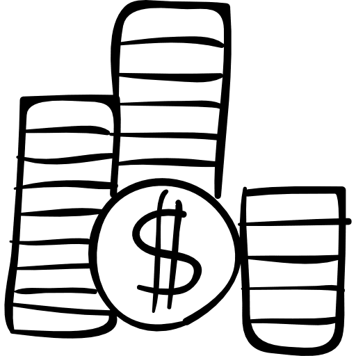 Dollars coins stacks sketch stacks dollars money icon