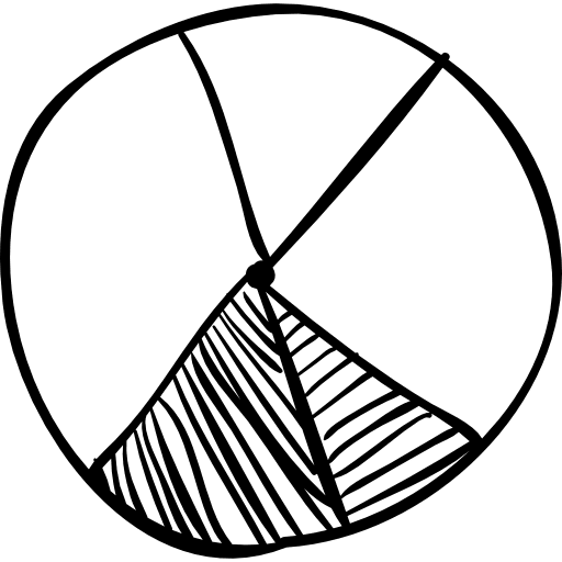 Circular divided graphic sketch divided sketched percentages icon