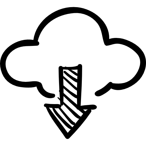 Internet download sketch arrow outlined cloud icon